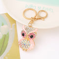 Rhinestone Enamel Owl Keychain Metal Cartoon Bird Bag Charm view 3