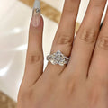 Silver Clear Heart Double Band Pave Finger Ring Sizes 6-10 view 3