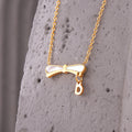 Gold Shell Bow Bar Necklace Letter D Charm Titanium Steel view 4