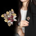 Flower Crystal Metal Brooch Pin 5.7 x 5.2 cm for Jackets and Lapels view 3