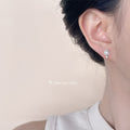 White Glass Pearl Stud Earrings Mini Clear Crystal Accent view 3