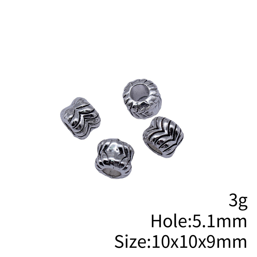 10x10x9mm 3g Antique Silver Zinc Alloy Carved Round Large Hole Spacer Beads for Bracelet Necklace DIY