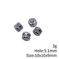 Carved Round Silver Tone Large Hole Spacer Beads For Jewelry Making view 3
