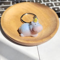 Flocked Pastel Hippo Keychains Duck Cap and Plain 2 Styles view 2