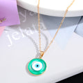 Gold Tone Clear Round Resin Evil Eye Pendant Necklaces in Four Colors view 6