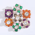 Multicolor Flower Cluster Brooch With Pearls and Crystals view 6