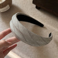 Herringbone Fabric Padded Headband Light Silver Grey view 6