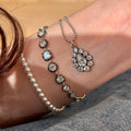 Black Bezel Crystal Shape Link Bracelet with Mixed Motifs view 2