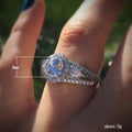 Oval Pale Blue Stone Ring with Pavé Silver Tone Band view 3