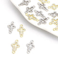 Rhinestone Cross Two Loop Connector Charms in Two Finishes view 1