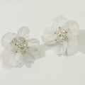 White Translucent Hydrangea Look Flower Stud Earrings view 4