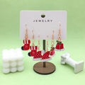 Enamel Christmas Stocking Santa Hat Bell Dangle Earrings Set of 3 Pairs view 4