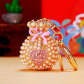 Pearl-Covered Pouch Keychains with Heart Crystals in Eight Colors view 7