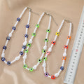 Faux Pearl and Colored Evil Eye Necklaces in Seven Colors view 5