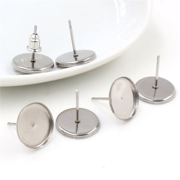 Round Flat Pad Earring Posts in Three Disc Sizes for Jewelry Making