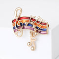 Rainbow Music Notes Brooch with Enamel Staff and Crystal Accents view 5