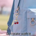 Gold Heart Clasp Red Cherry Keychain Leaf Bag Charm view 3