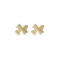 Gold Mini Bow Pavé Stud Earrings With Clear Stones view 5