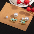 Mint Green Rocking Horse and Pearl Look Dangle Stud Earrings view 4