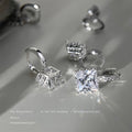 Silver Square Clear Zircon Pave Huggie Hoop Earrings view 4