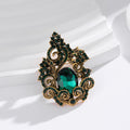 Aqua Gold Tone Flower Crystal Metal Brooch Pin for Jackets and Lapels view 5