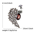 Crystal Peacock Brooch Large Oval Stone Purple Blue Silver Pin view 6