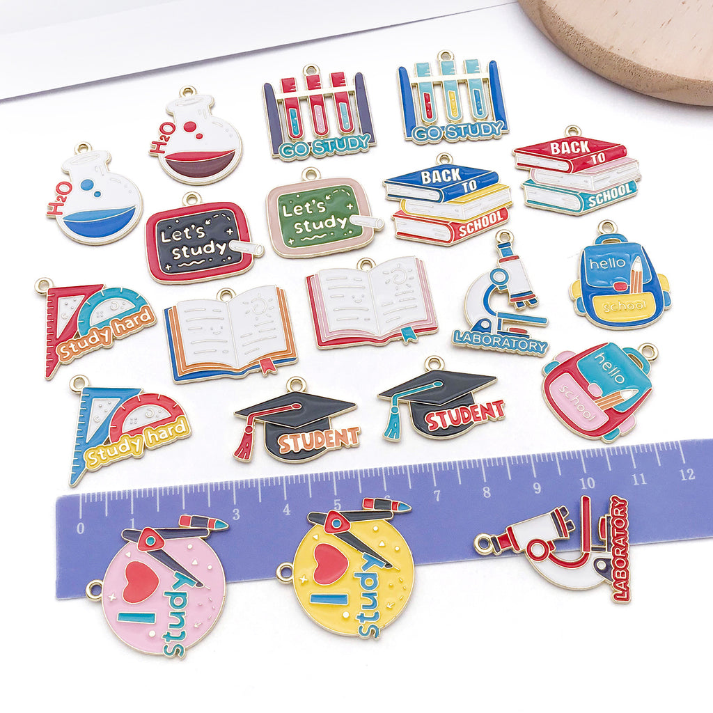 Zinc Alloy Enamel Graduation Study Supplies Charm Pendant for Keychain Necklace Phone Strap Making