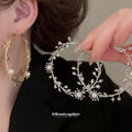 Large Floral Vine Hoop Earrings in Delicate Gold and Silver Tones view 1