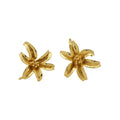 Sculpted Metal Flower Stud Earrings in Gold Tone or Silver Tone view 5
