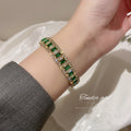 Gold Tone Crystal Cuff Bracelet In Three Pink And Green Patterns view 4