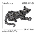 Rhinestone Leopard Brooch with Curved Tail and Spotted Body view 6