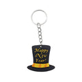 Black Wood Festive Top Hat Message Keychain and Attached Hardware view 5