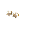 Gold Tone Crystal Star Hoop Earrings with Open Centers view 5