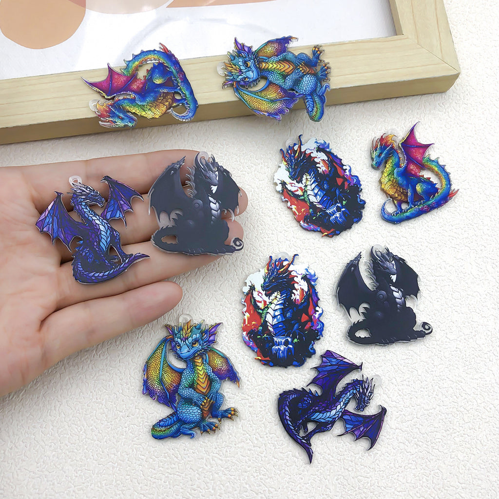 Acrylic Double Sided Dinosaur Charm Pendant for DIY Earrings Necklace Jewelry Accessories