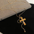 Crystal Cross and Star Pendant Necklaces in Two Metals view 6
