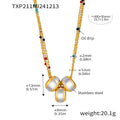 Two-Tone Brushed Barrel Pendant Seed Bead Layer Necklace view 7