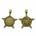 Star Frame Round Cabochon Pendant Settings in Two Finishes view 3