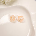 Translucent Resin Flower Stud Earrings Hollow Center view 7