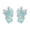Silver Tone Aqua Chip Cluster Pearl And Shell Shape Drop Earrings view 5