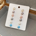 Multicolor Faux Pearl Round Stud Earrings Twelve-Piece Set view 6