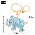 Rhinestone Elephant Keychain Gold Tone Metal Bag Charm view 3