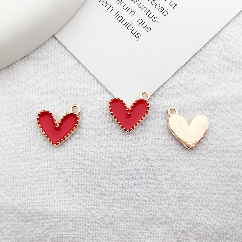 Enamel Zinc Alloy Heart Shape Charm Pendant for DIY Necklace Keychain Bracelet