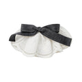 White Eyelet Lace Bow Spring Hair Clips Grey Gingham view 5