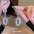 Crystal Oval Statement Drop Earrings in Four Colorways view 4