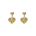 Gold Tone Embossed Cupid Heart Drop Earrings Stud Posts view 5