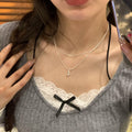 Layered Chain Necklace With Small Teardrop Pendant view 2