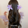 Large Fabric Lily Duckbill Hair Clip In Pale Pink Blue Or Purple view 3