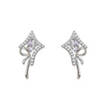 Silver Tone Clear Stone Pink Center Ribbon Earrings In Stud And Clip Styles view 5