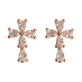 Mini Clear Crystal Cross Stud Earrings Silver Tone view 5