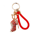 Jeweled Striped Peep Toe Stiletto Keychains in Four Colors view 5
